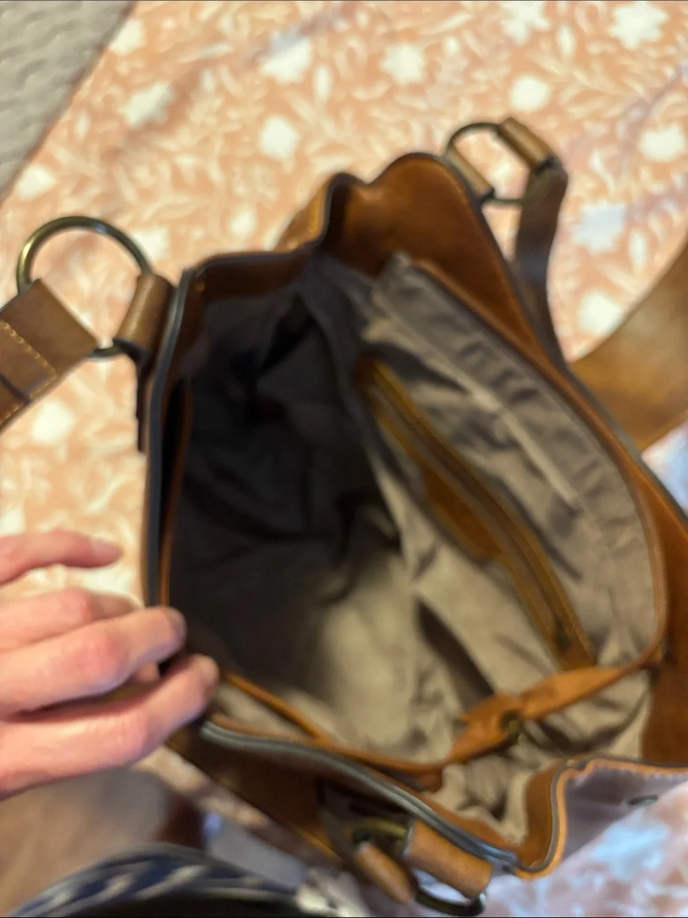 Justin Boots Brown Shoulder Bag with Dual Zip Accents